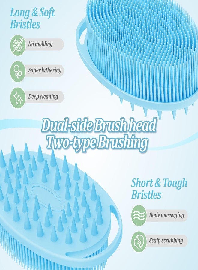 GEENOA Soft Silicone Body Scrubber 2PCS, 2-in-1 Bath & Shampoo Brush with Dual-Side Usage, Hygienic Silicone Loofah Shower Scrubber for Gentle Exfoliating & Good Lathering(Bluex2) - Image 3